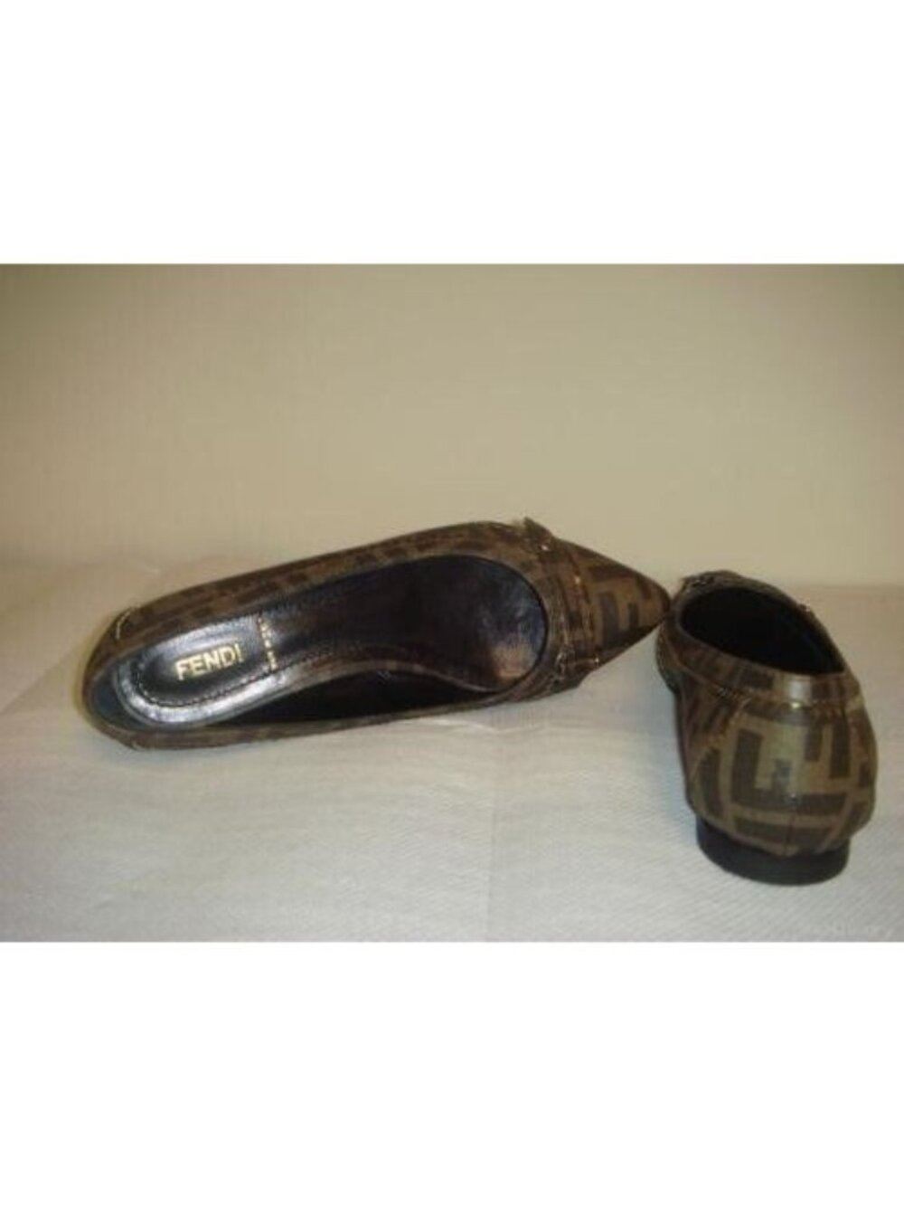Fendi Zucca Ballet Flats Canvas Shoes with Logo Buckle - New in Box, EU 37 - Picture 5 of 7